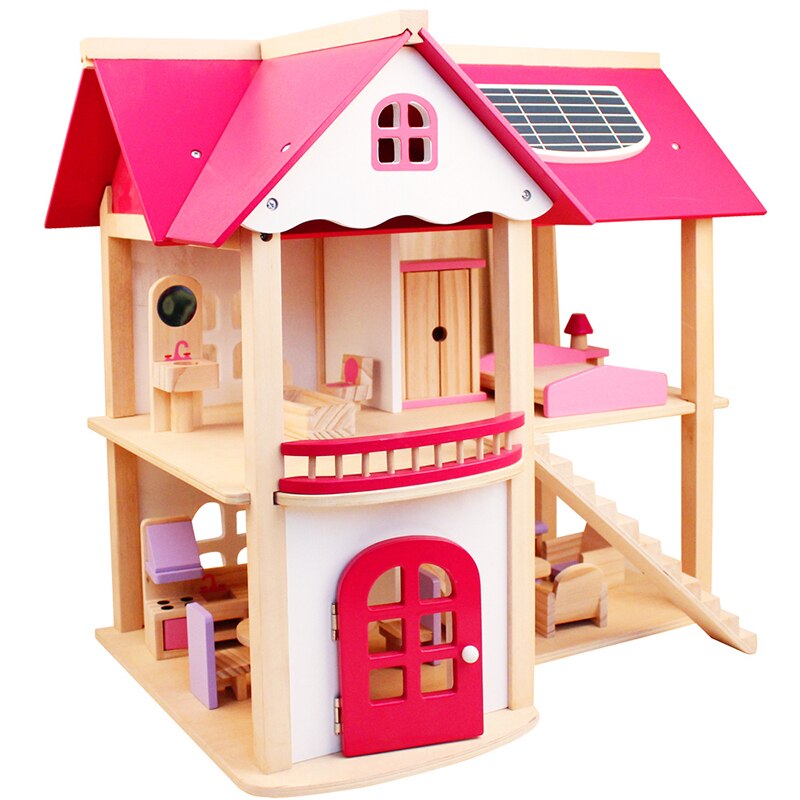 Wooden Dollhouse W/ Furniture