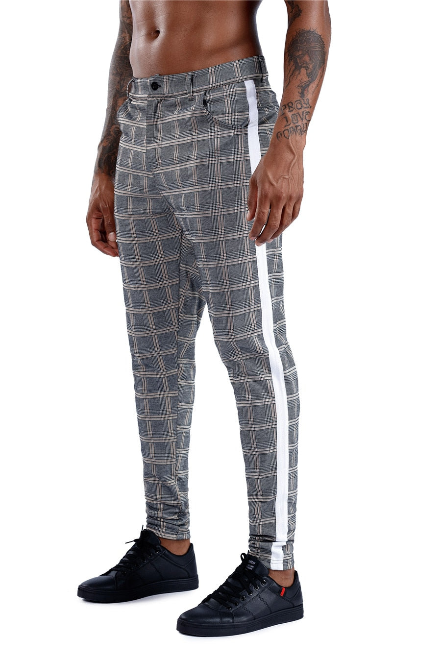 Elastic Casual Plaid Pants