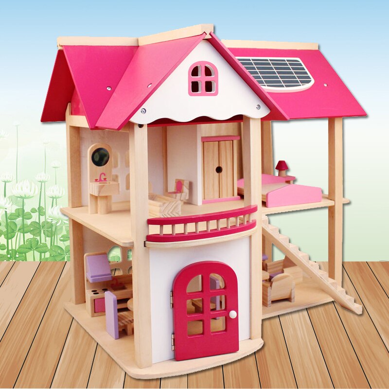 Wooden Dollhouse W/ Furniture