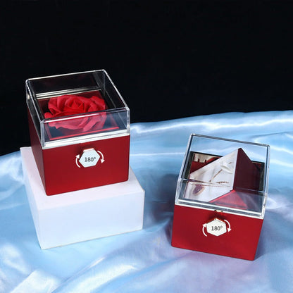 RosaSpin - Eternally Preserved Rotating Rose Box - W/ Engraved Heart Necklace