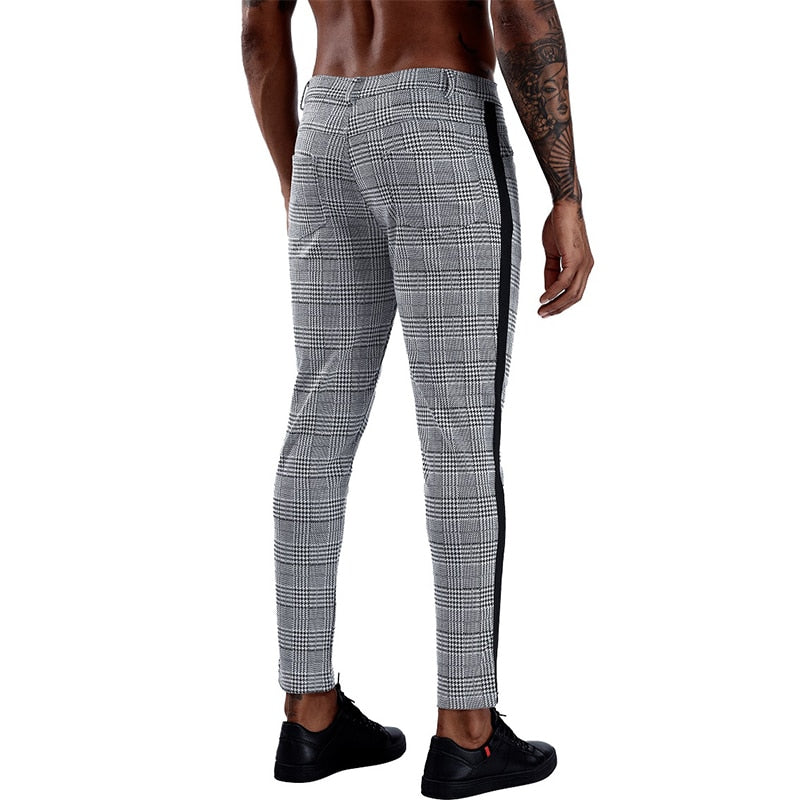 Elastic Casual Plaid Pants