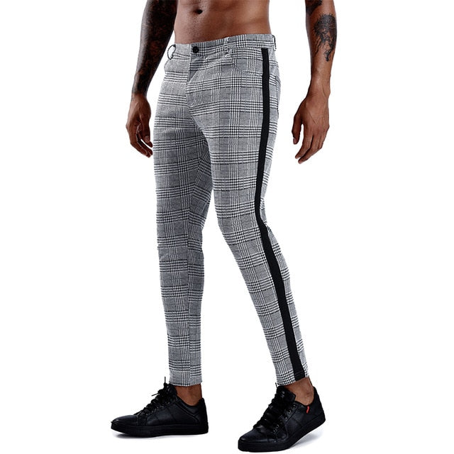 Elastic Casual Plaid Pants