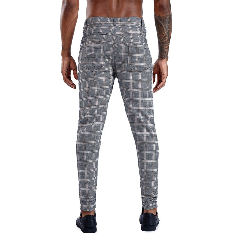 Elastic Casual Plaid Pants