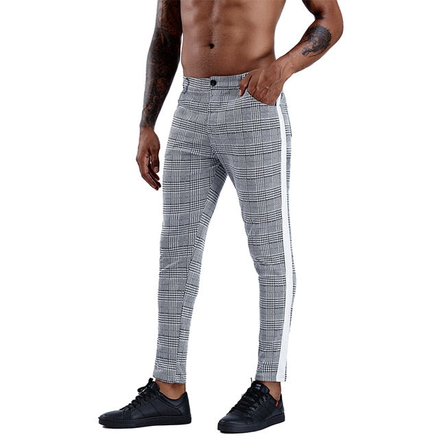 Elastic Casual Plaid Pants