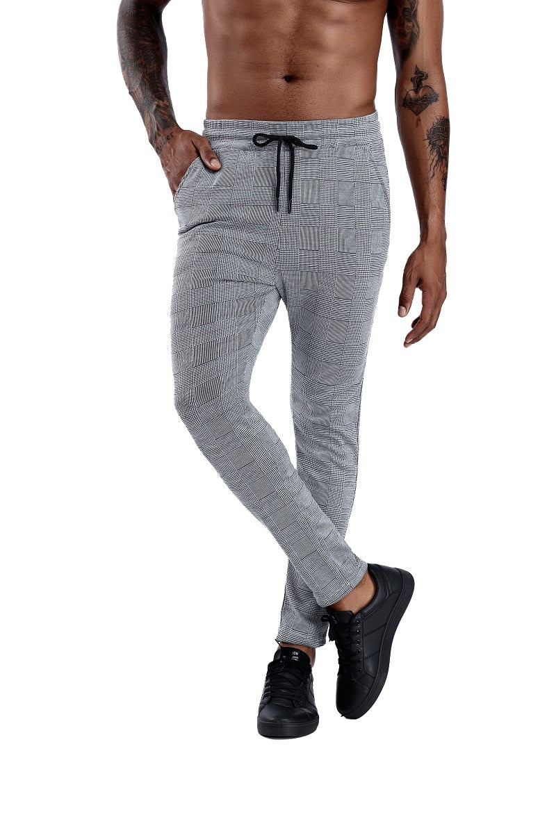 Elastic Casual Plaid Pants