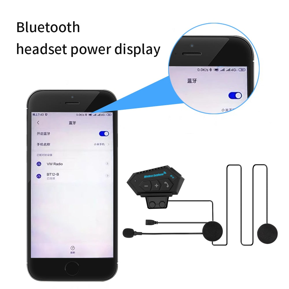 AudiMoto - Helmet Headset Wireless Hands-Free Call Kit