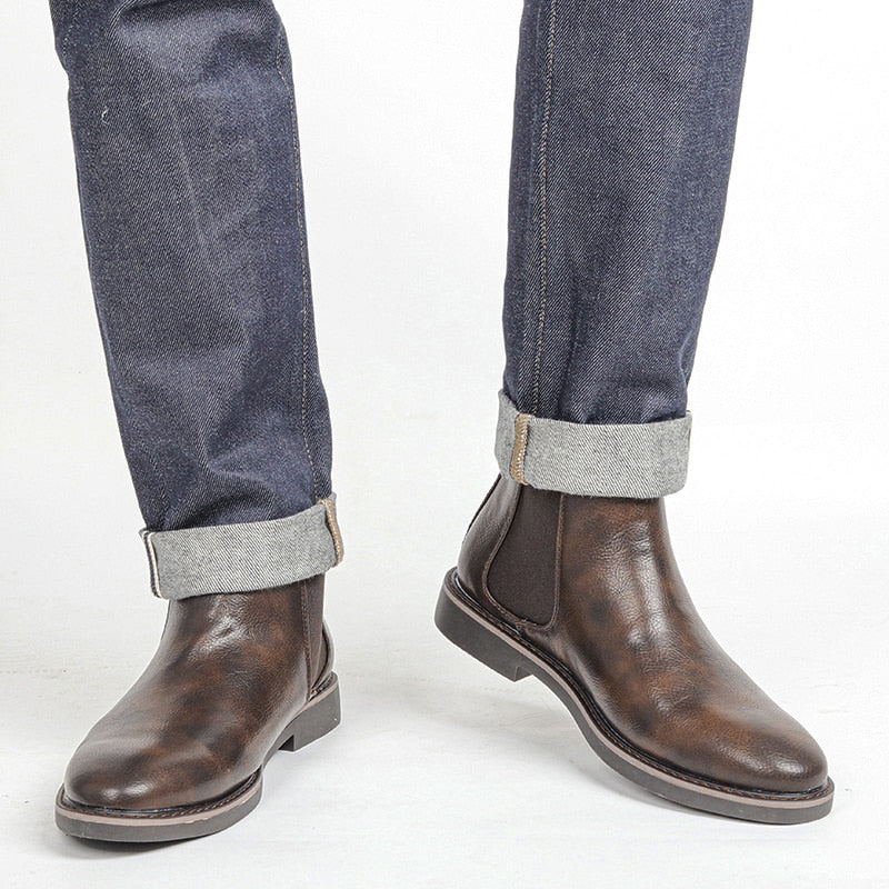 Men Leather Ankle Boots