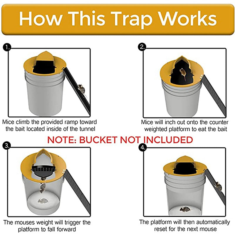 FLIP-N-SLIDE BUCKET LID MOUSE TRAP