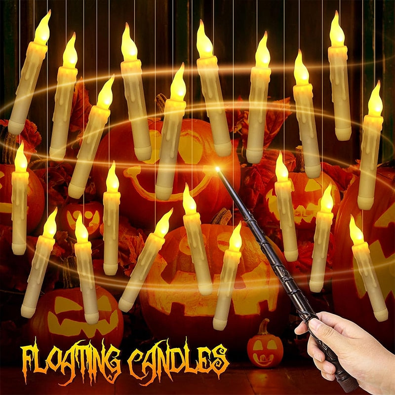 Floating LED Candles With Wand Remote Control