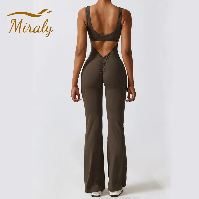 VogueFlare - V-Back Flared Viral Backless Jumpsuit