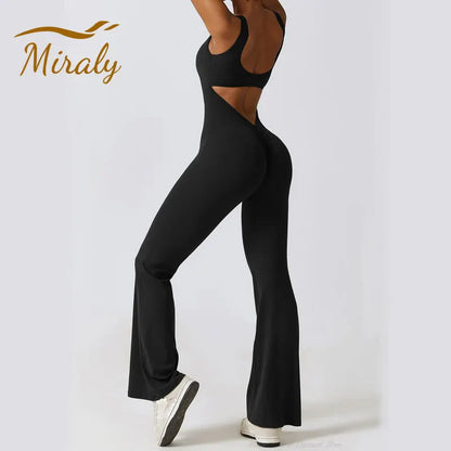 VogueFlare - V-Back Flared Viral Backless Jumpsuit